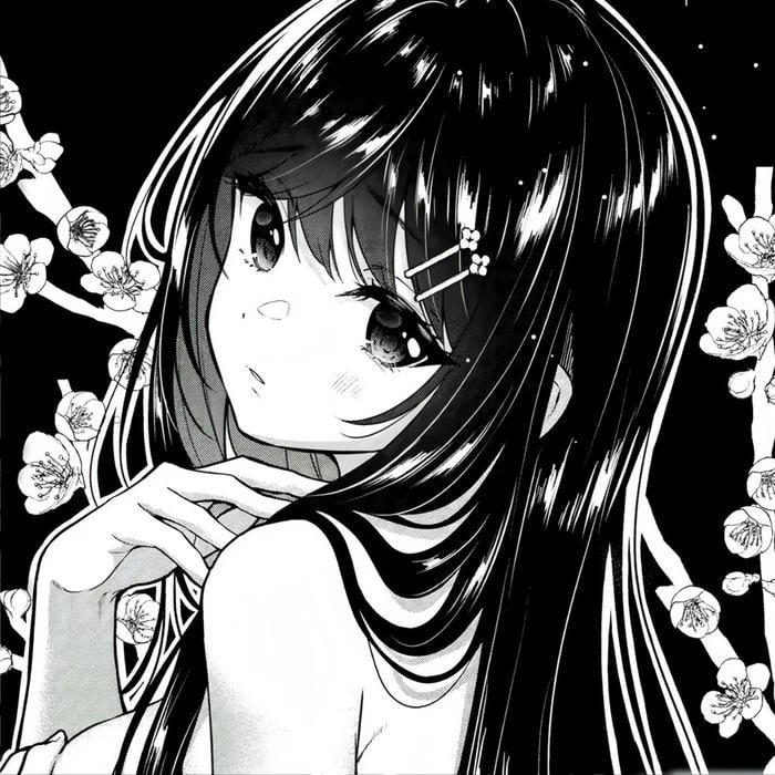 Bức hình anime nữ trắng đen gợi cảm giác suy tư