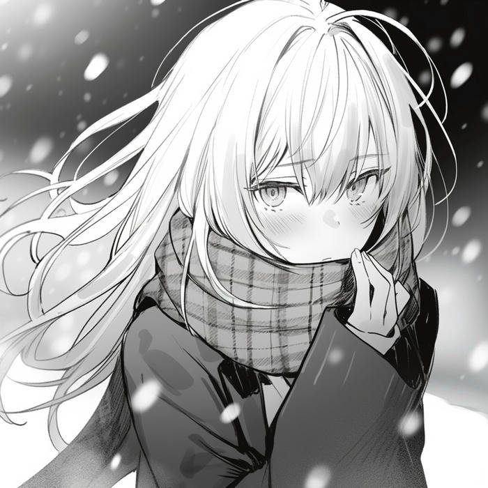 Bức hình anime nữ trắng đen gợi cảm xúc nội tâm