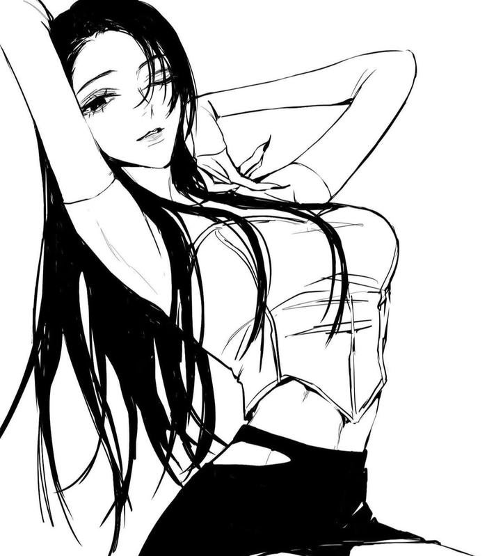 Bức hình anime nữ trắng đen gợi chiều sâu cảm xúc