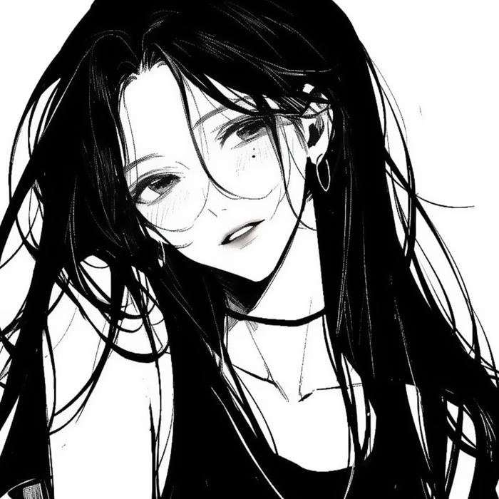 Bức hình anime nữ trắng đen mang vẻ đẹp tĩnh lặng