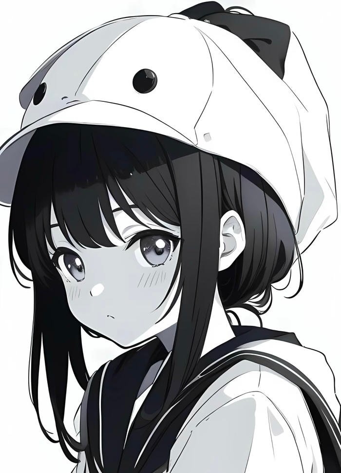 Bức hình anime nữ trắng đen thể hiện chiều sâu cảm xúc