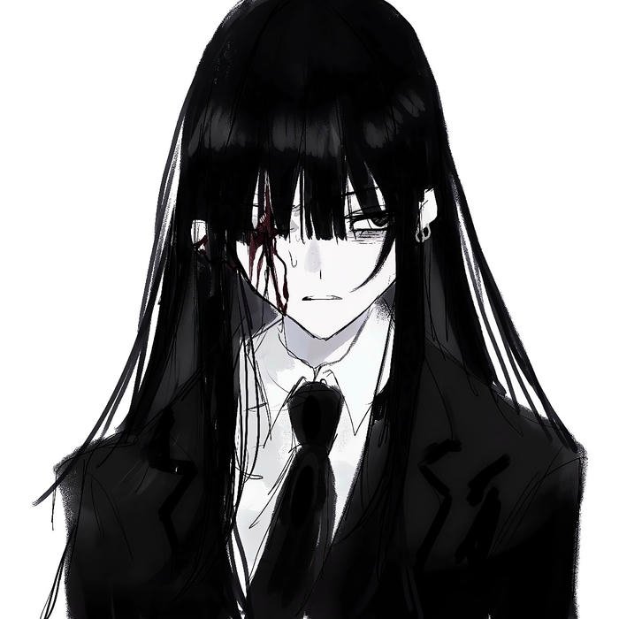 Bức hình anime nữ trắng đen thể hiện chiều sâu tâm trạng