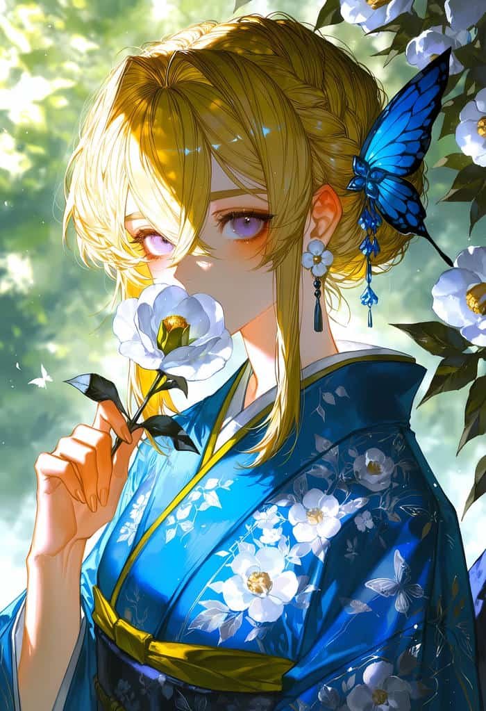 Bức hình anime tóc vàng gợi cảm giác sống động