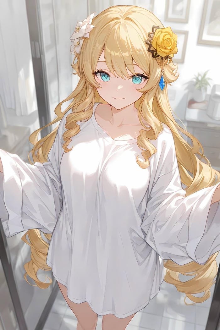 Bức hình anime tóc vàng mang cảm xúc tích cực