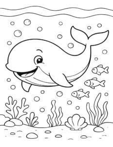 Bức hình hoạt động tô màu con cá heo hỗ trợ tư duy hình học