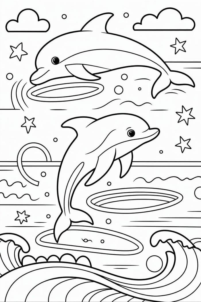 Bức hình nội dung tô màu con cá heo cho hoạt động cá nhân