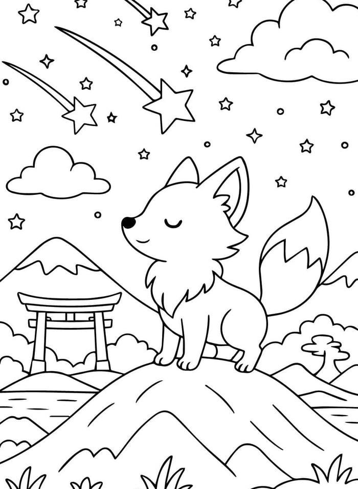 Bức hình nội dung tô màu con cáo cho hoạt động cá nhân