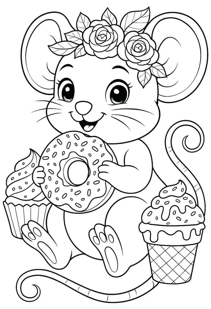 Bức hình tô màu con chuột hỗ trợ học qua trải nghiệm