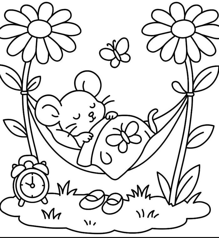 Bức hình tô màu con chuột với nội dung đơn giản dễ tiếp cận