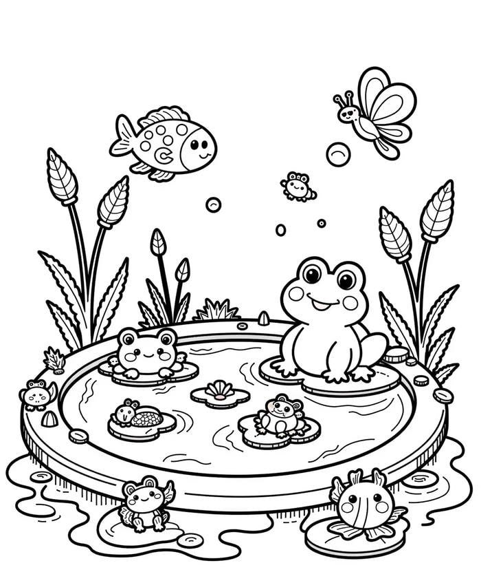 Bức hình tô màu con ếch dành cho hoạt động sáng tác tranh