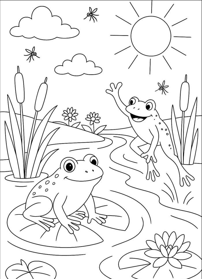 Bức hình tô màu con ếch giúp bé luyện khéo tay