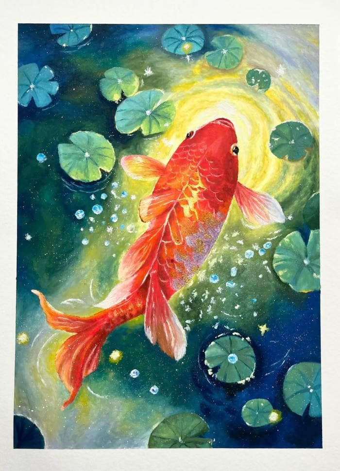 Bức hình tranh vẽ con cá tạo ấn tượng bằng sự đơn giản