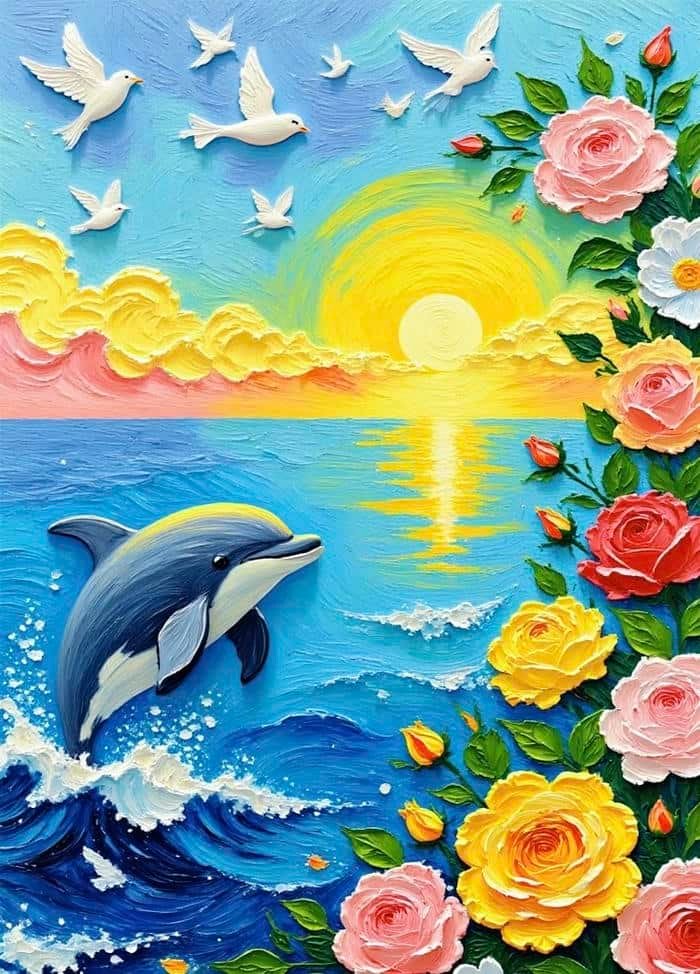 Bức hình tranh vẽ con cá thể hiện bố cục hài hòa