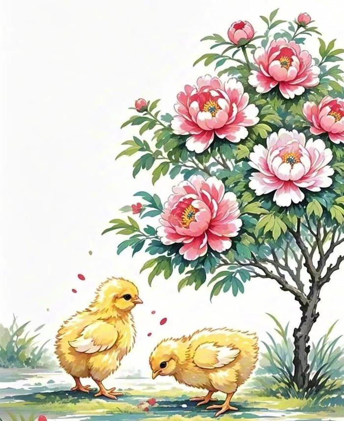 Bức hình tranh vẽ con gà mô tả sinh vật quen thuộc