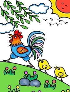 Bức hình tranh vẽ con gà tạo cảm giác thân quen