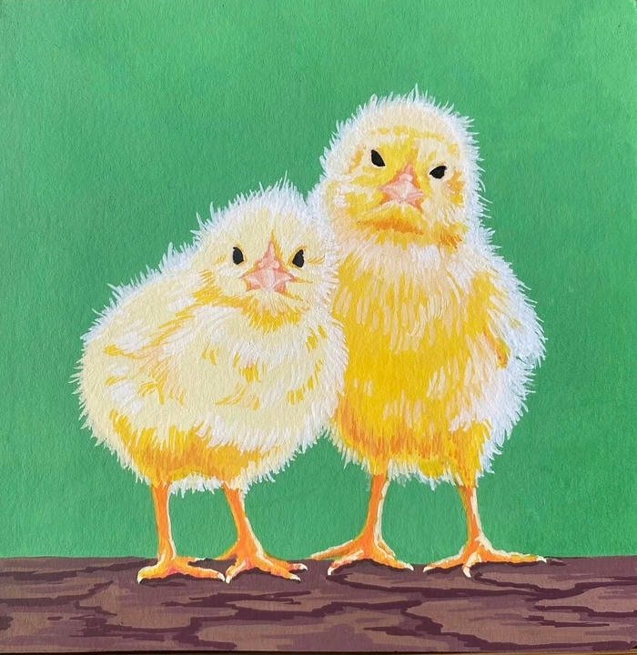 Bức hình tranh vẽ con gà thể hiện sinh vật quen thuộc