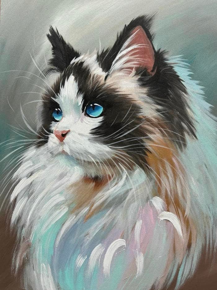 Bức hình tranh vẽ con mèo gợi cảm giác kín đáo