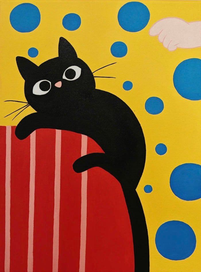 Bức hình tranh vẽ con mèo thể hiện nét riêng khó đoán