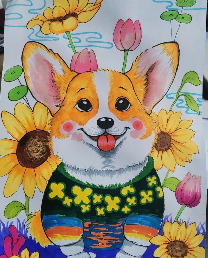 Bức hình vẽ tranh con chó mang cảm giác thân thiện