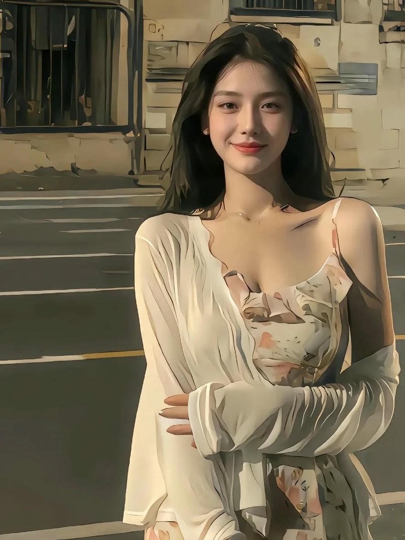 Gái xinh dạo phố mặc áo len mỏng cười tươi tắn