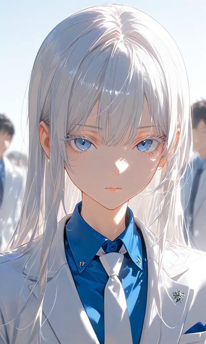 Hình ảnh anime girl tóc trắng mang nét đẹp lạnh tinh tế