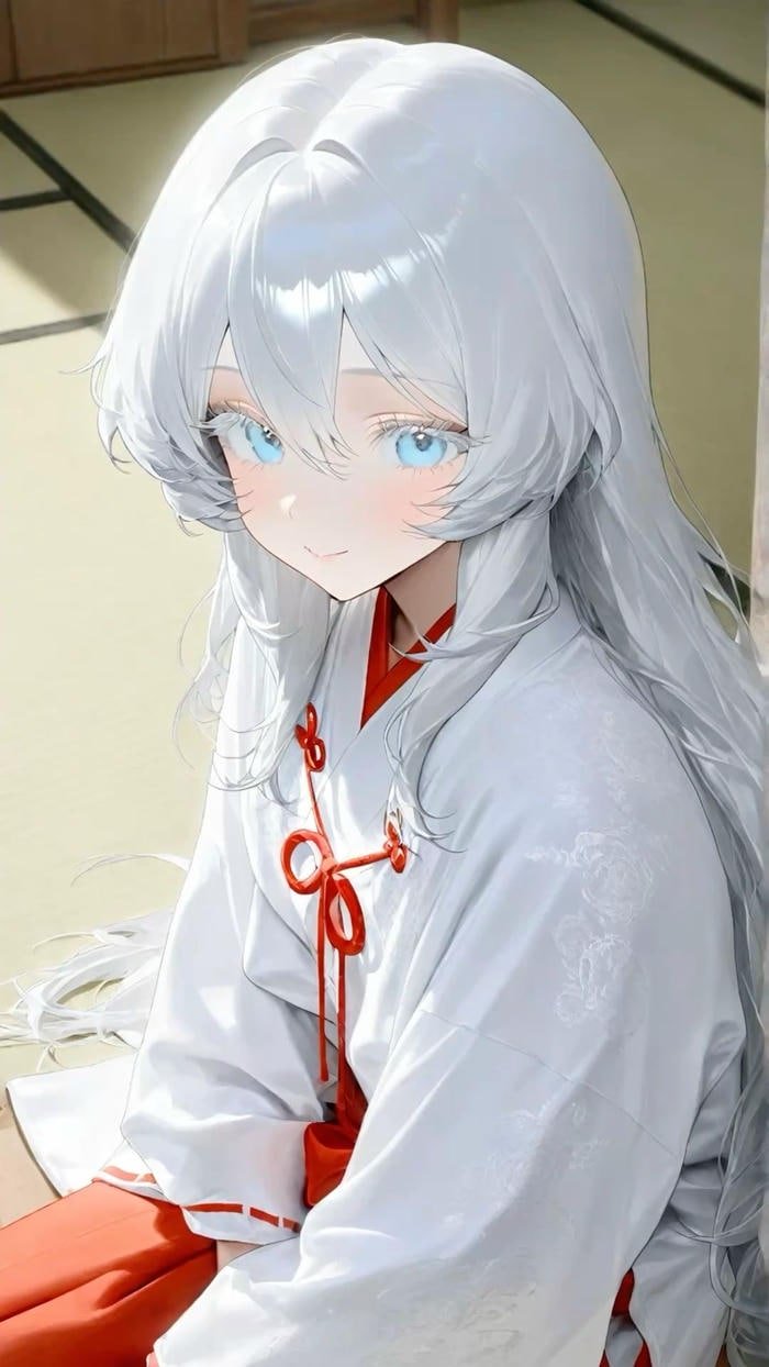 Hình ảnh anime girl tóc trắng mang vẻ đẹp lạnh lẽo sâu sắc