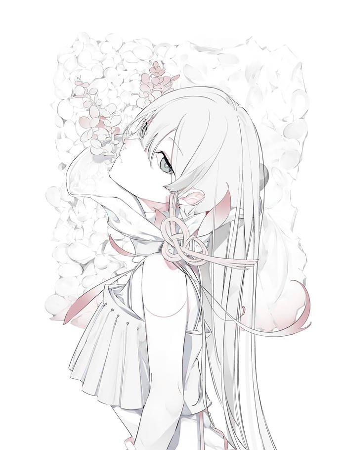 Hình ảnh anime girl tóc trắng với vẻ đẹp bí ẩn đầy cuốn hút