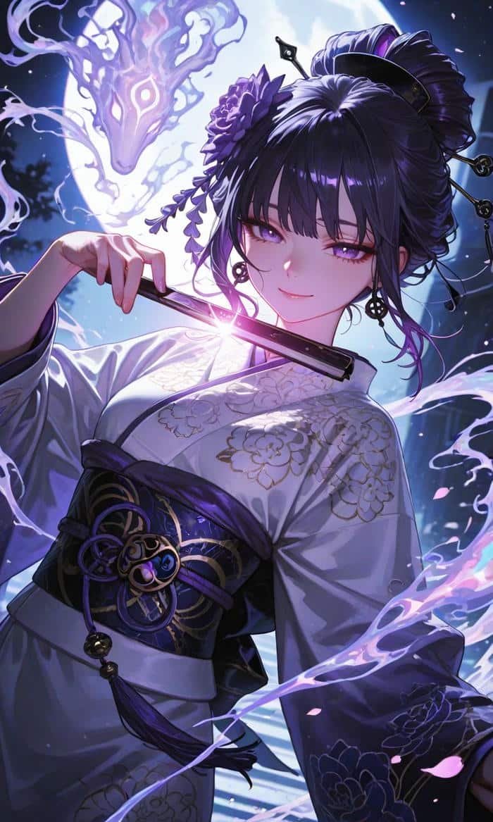 Hình ảnh anime nữ mặc kimono gợi cảm giác an yên