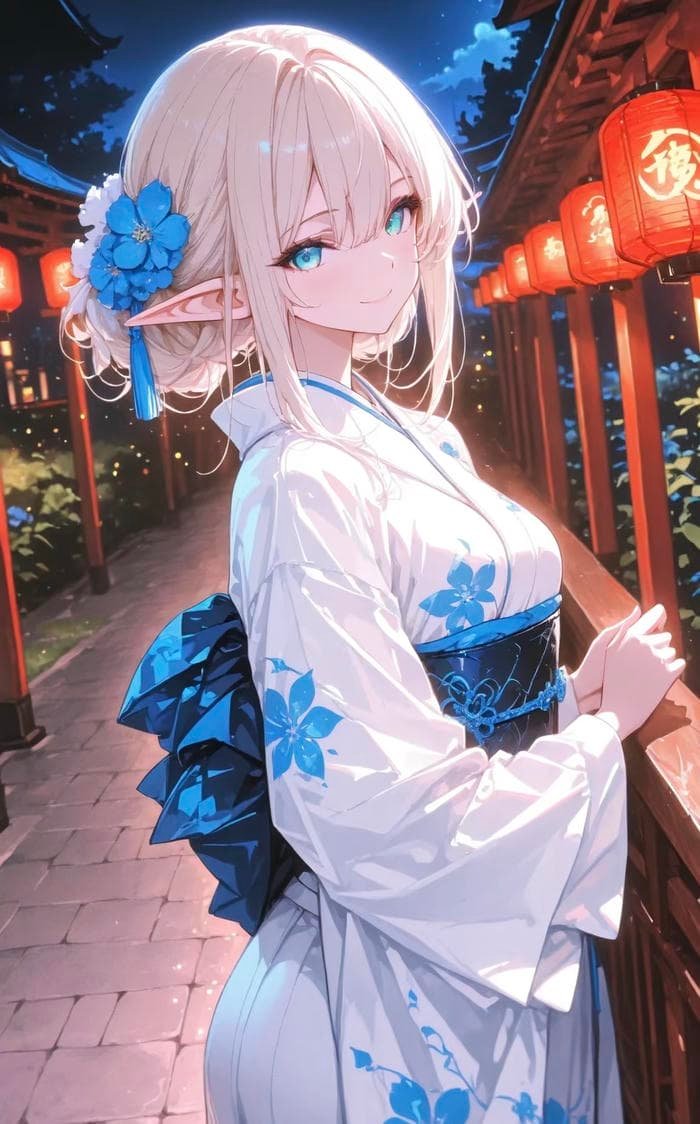 Hình ảnh anime nữ mặc kimono thể hiện tinh thần truyền thống