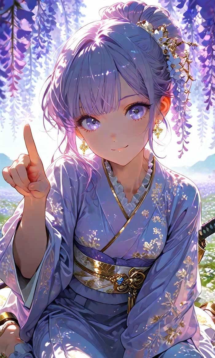 Hình ảnh anime nữ mặc kimono thể hiện vẻ đẹp cổ kính