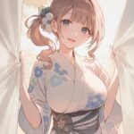 Hình ảnh anime nữ mặc kimono với khí chất nhẹ nhàng