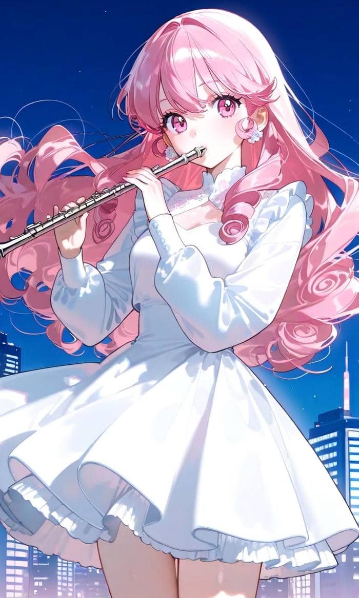 Hình ảnh anime nữ tóc hồng mang tinh thần trong sáng