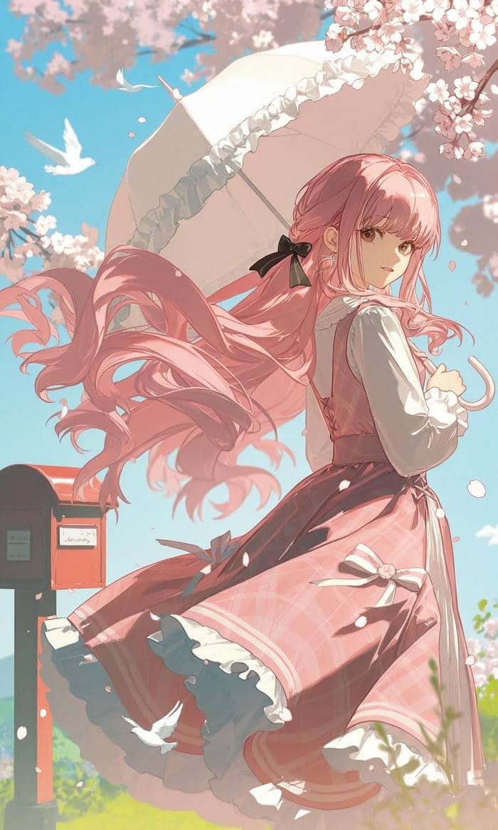 Hình ảnh anime nữ tóc hồng mang vẻ đẹp tươi mới trẻ trung