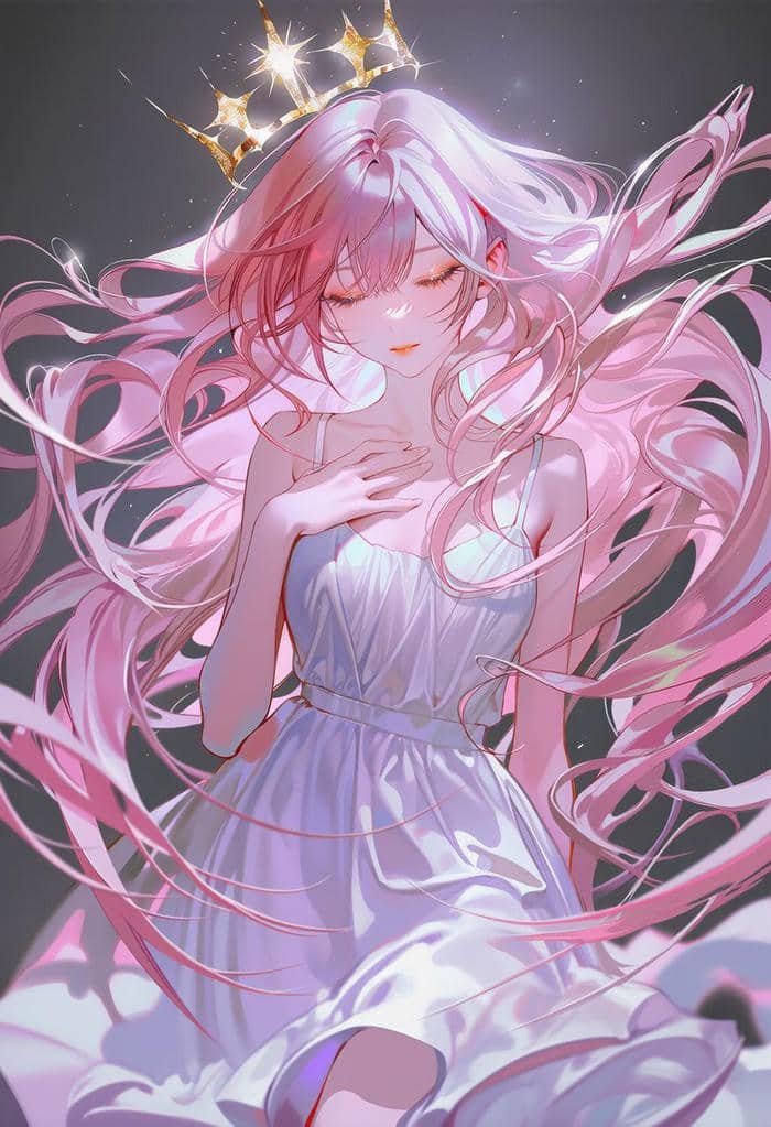 Hình ảnh anime nữ tóc hồng sở hữu nét duyên dáng tự nhiên