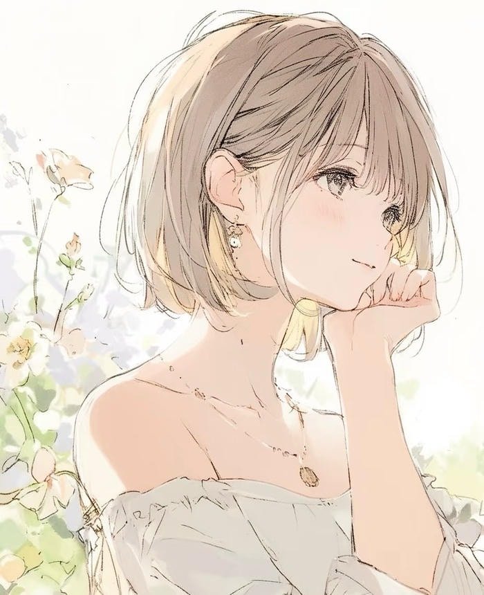 Hình ảnh anime nữ tóc ngắn mang nét đẹp giản dị hiện đại