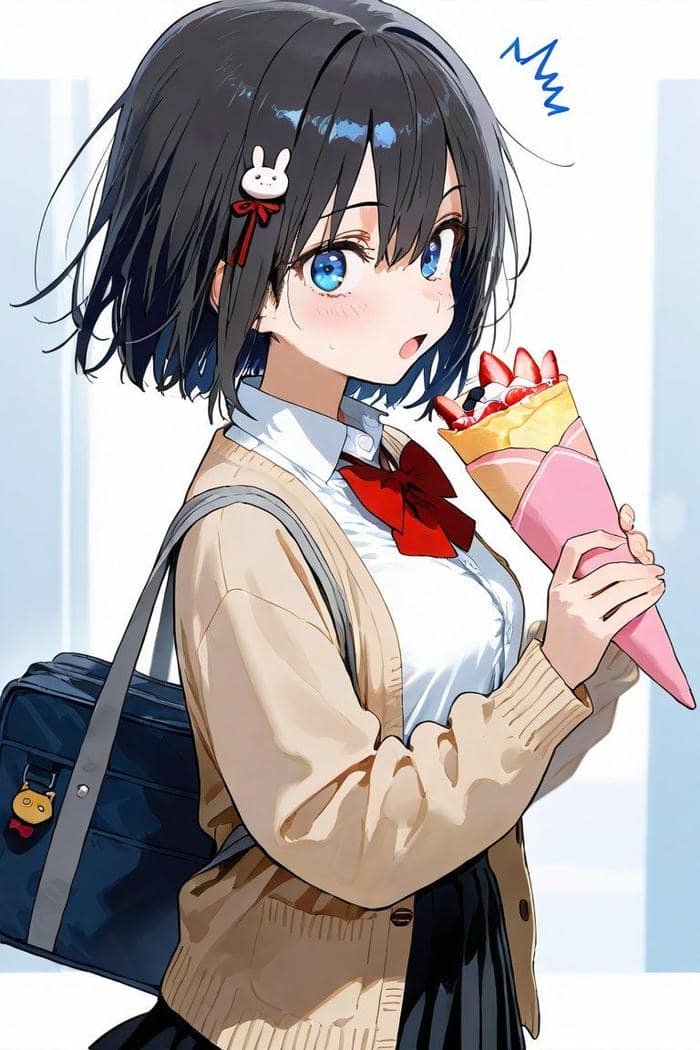 Hình ảnh anime nữ tóc ngắn thể hiện tinh thần tươi mới