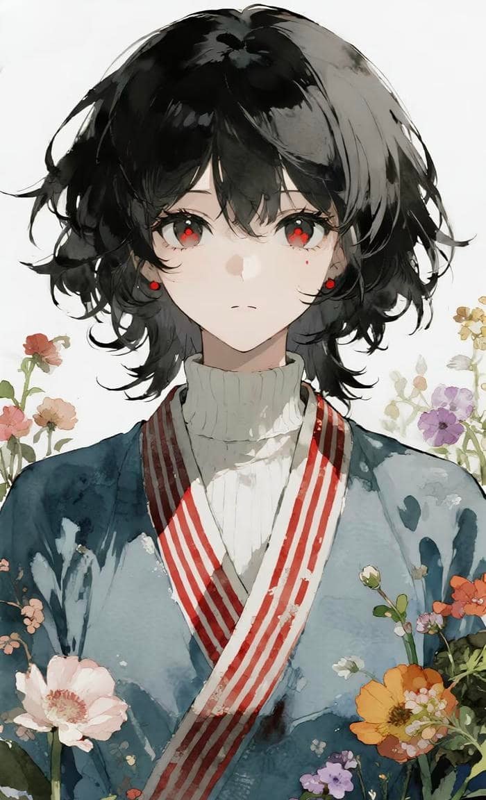 Hình ảnh anime nữ tóc ngắn với thần thái tự tin mạnh mẽ