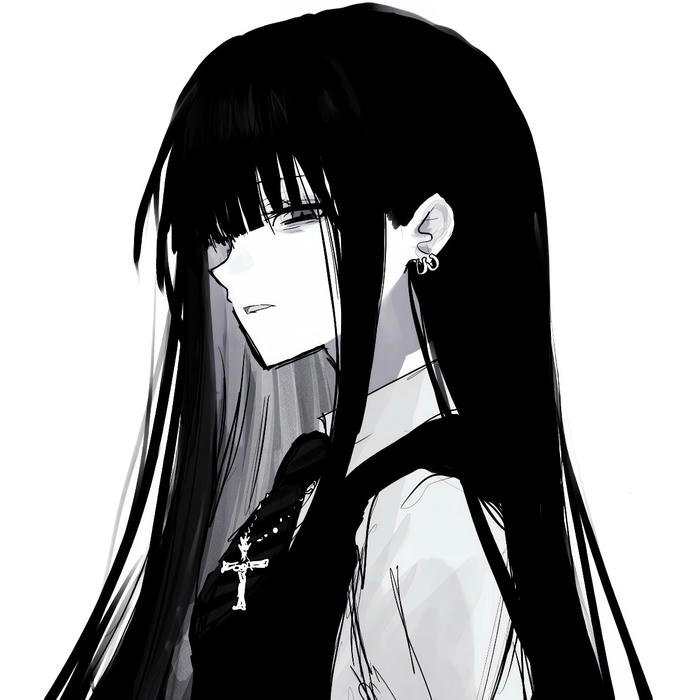 Hình ảnh anime nữ trắng đen mang cảm giác u tịch