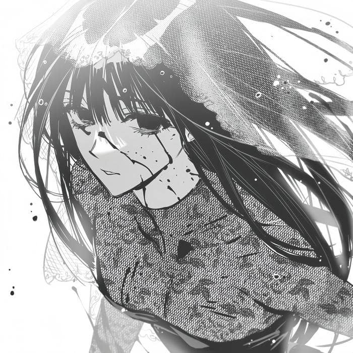 Hình ảnh anime nữ trắng đen mang khí chất nội tâm