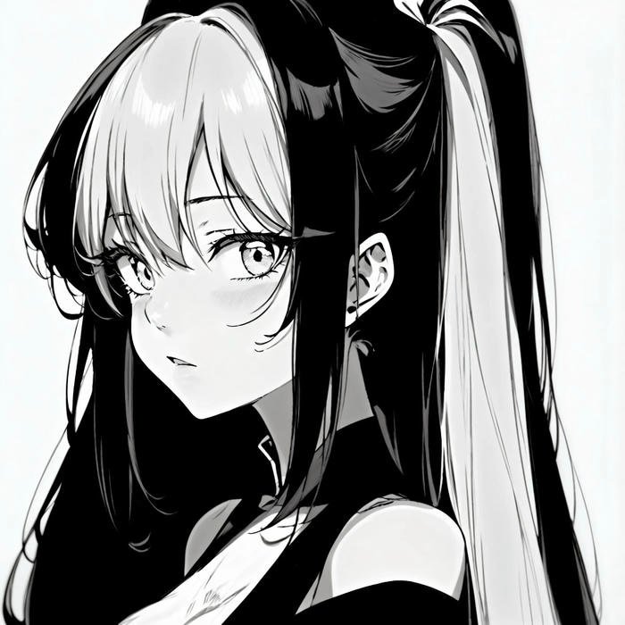 Hình ảnh anime nữ trắng đen mang tinh thần cô độc