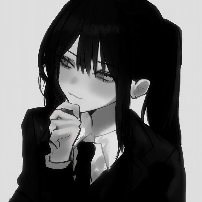 Hình ảnh anime nữ trắng đen thể hiện nét đẹp tối giản nội tâm