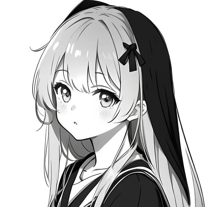 Hình ảnh anime nữ trắng đen thể hiện nội tâm phức tạp