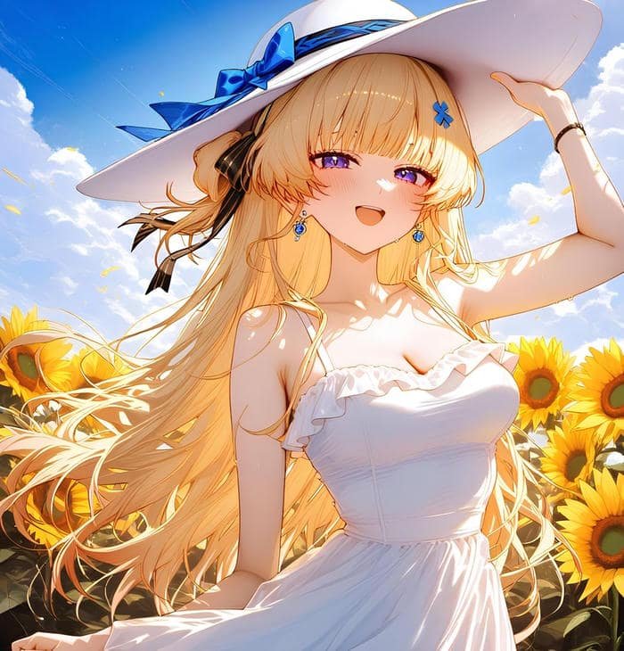 Hình ảnh anime tóc vàng mang cảm xúc vui tươi tràn đầy