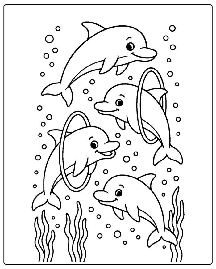 Hình ảnh bài tô màu con cá heo hỗ trợ điều tiết hành vi