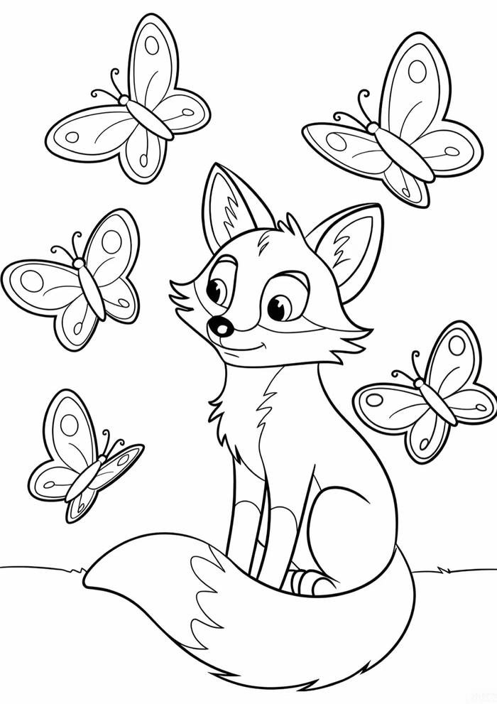 Hình ảnh bộ tô màu con cáo khuyến khích nhận diện đường nét