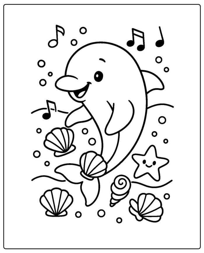 Hình ảnh hoạt động tô màu con cá heo tăng khả năng kiên trì