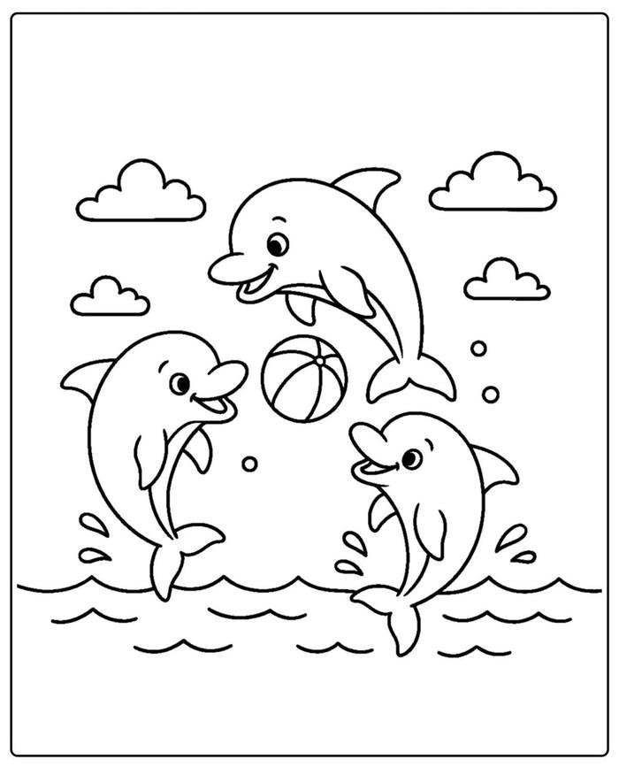Hình ảnh nội dung tô màu con cá heo cho hoạt động tĩnh