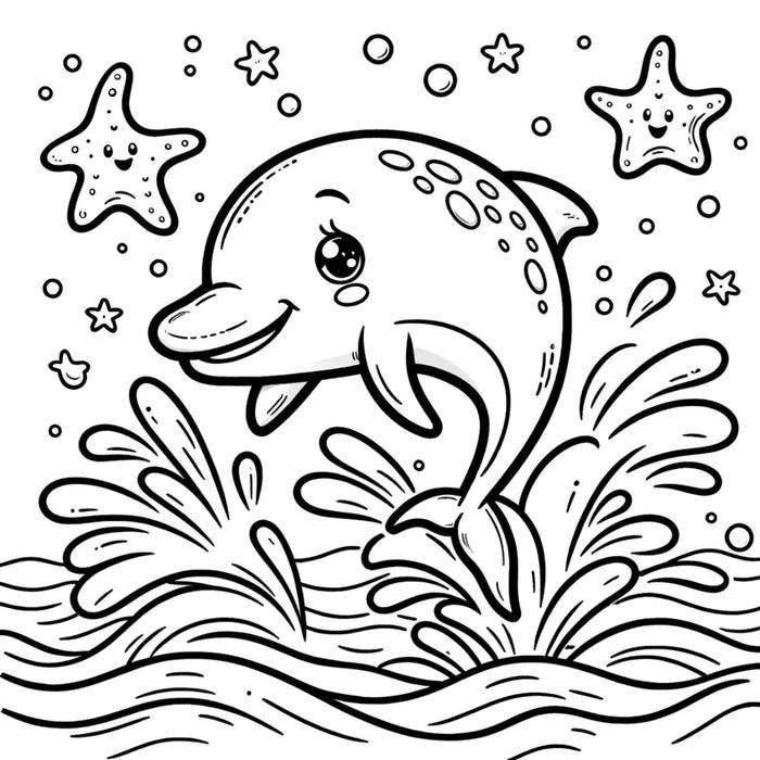 Hình ảnh nội dung tô màu con cá heo giúp kiểm soát cảm xúc