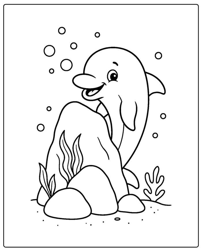 Hình ảnh tài liệu tô màu con cá heo phục vụ luyện tay