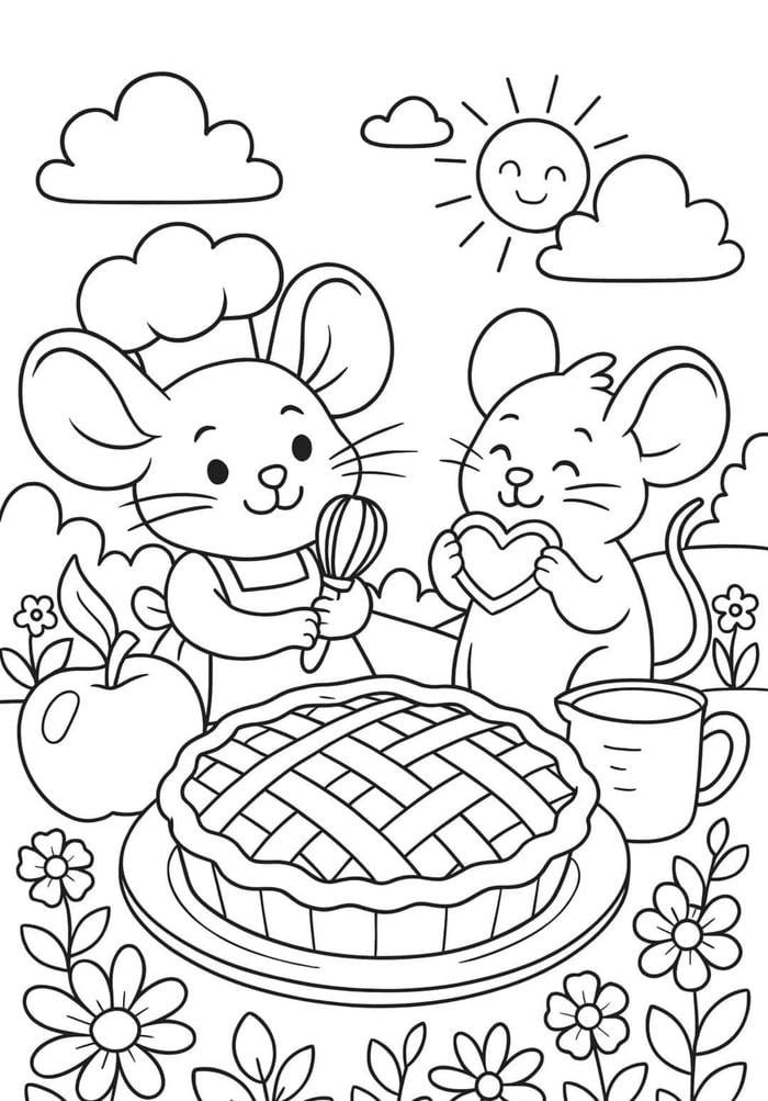 Hình ảnh tô màu con chuột dùng cho hoạt động rèn nề nếp